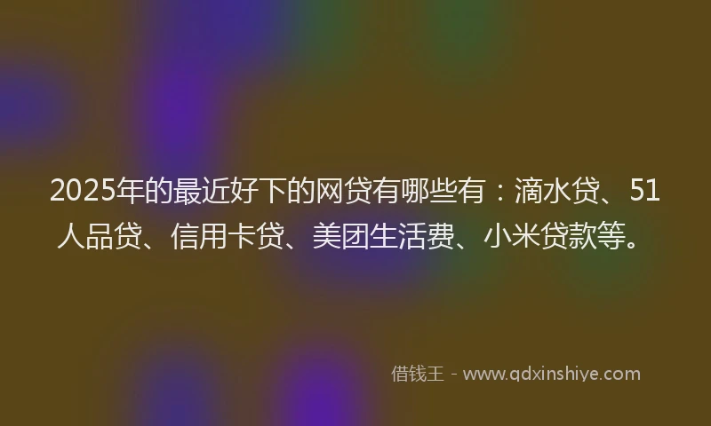 2025年的最近好下的网贷有哪些有：滴水贷、51人品贷、信用卡贷、美团生活费、小米贷款等。