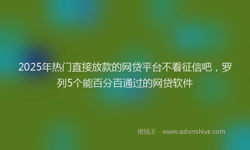 2025年热门直接放款的网贷平台不看征信吧，罗列5个能百分百通过的网贷软件
