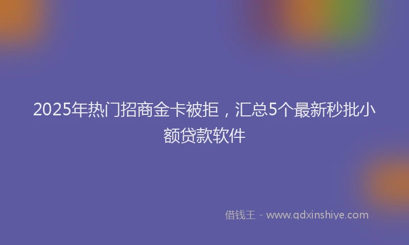 2025年热门招商金卡被拒，汇总5个最新秒批小额贷款软件