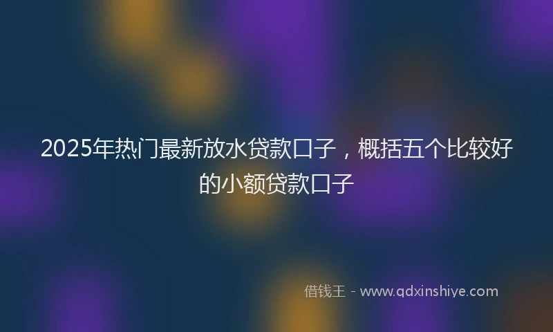 2025年热门最新放水贷款口子，概括五个比较好的小额贷款口子