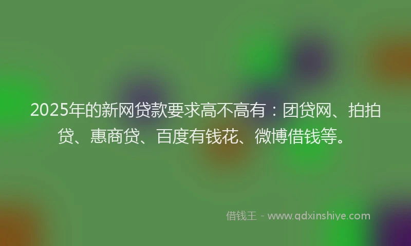 2025年的新网贷款要求高不高有：团贷网、拍拍贷、惠商贷、百度有钱花、微博借钱等。