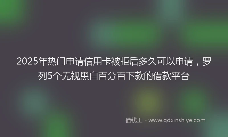 2025年热门申请信用卡被拒后多久可以申请，罗列5个无视黑白百分百下款的借款平台