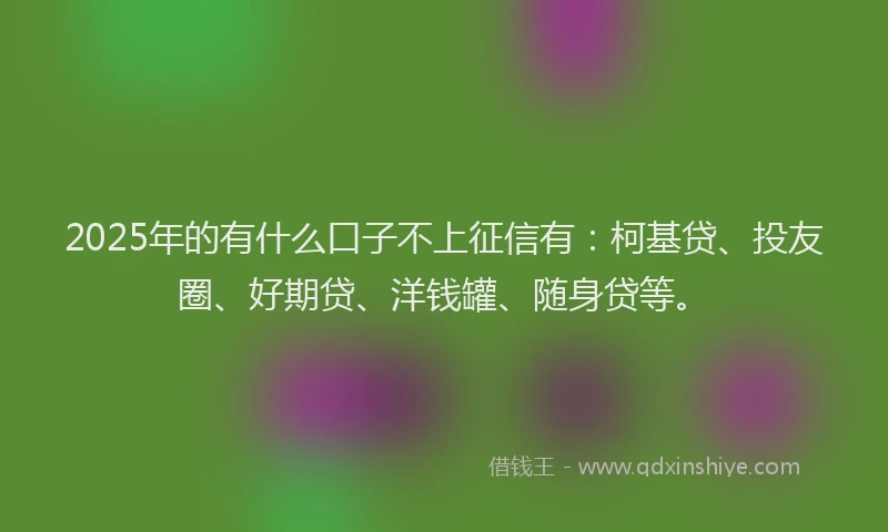 2025年的有什么口子不上征信有：柯基贷、投友圈、好期贷、洋钱罐、随身贷等。