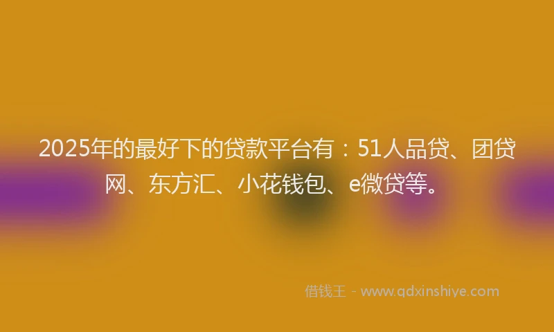 2025年的最好下的贷款平台有：51人品贷、团贷网、东方汇、小花钱包、e微贷等。