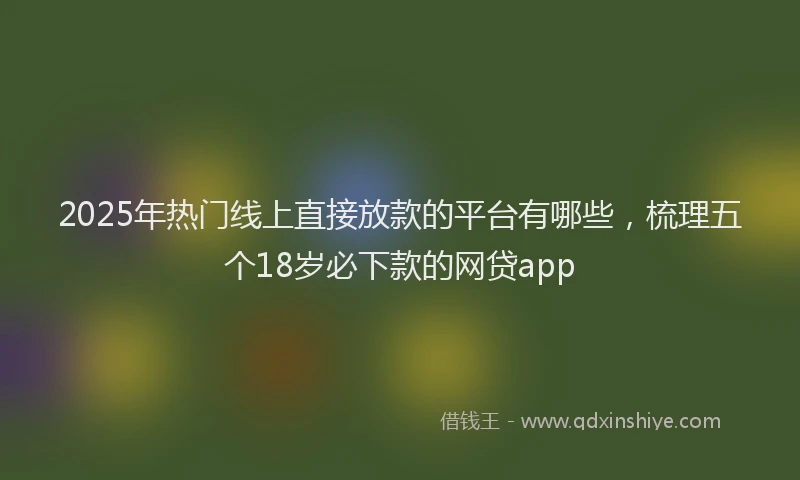 2025年热门线上直接放款的平台有哪些，梳理五个18岁必下款的网贷app