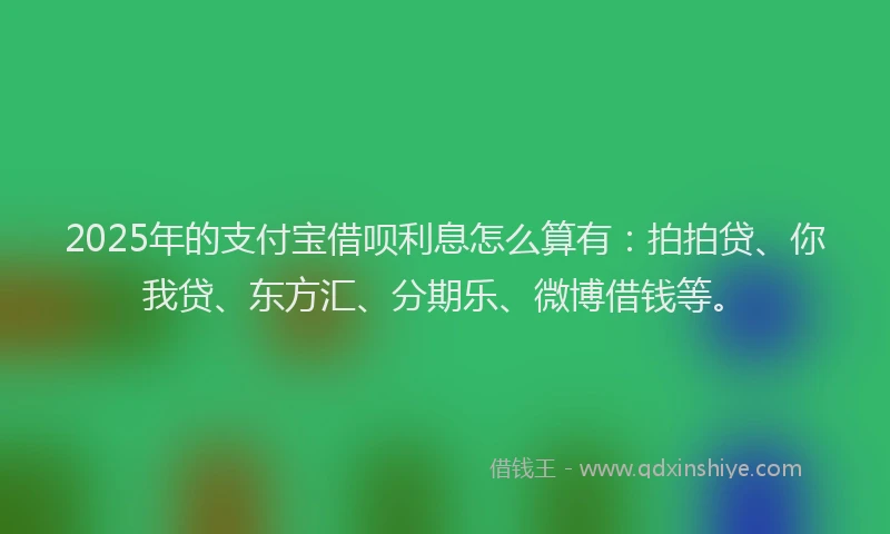 2025年的支付宝借呗利息怎么算有：拍拍贷、你我贷、东方汇、分期乐、微博借钱等。