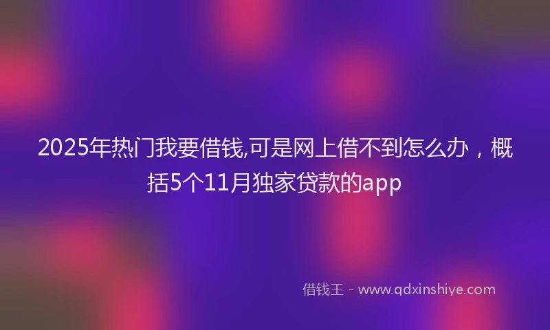 2025年热门我要借钱,可是网上借不到怎么办，概括5个11月独家贷款的app