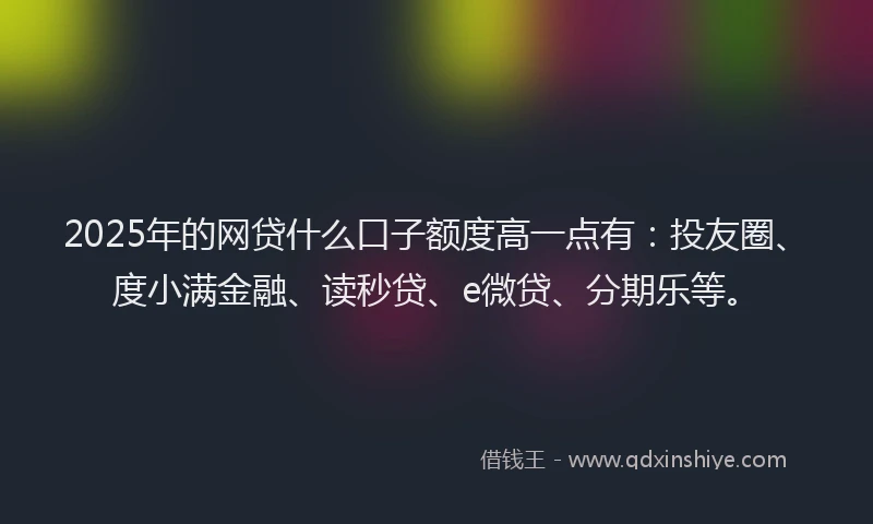 2025年的网贷什么口子额度高一点有：投友圈、度小满金融、读秒贷、e微贷、分期乐等。