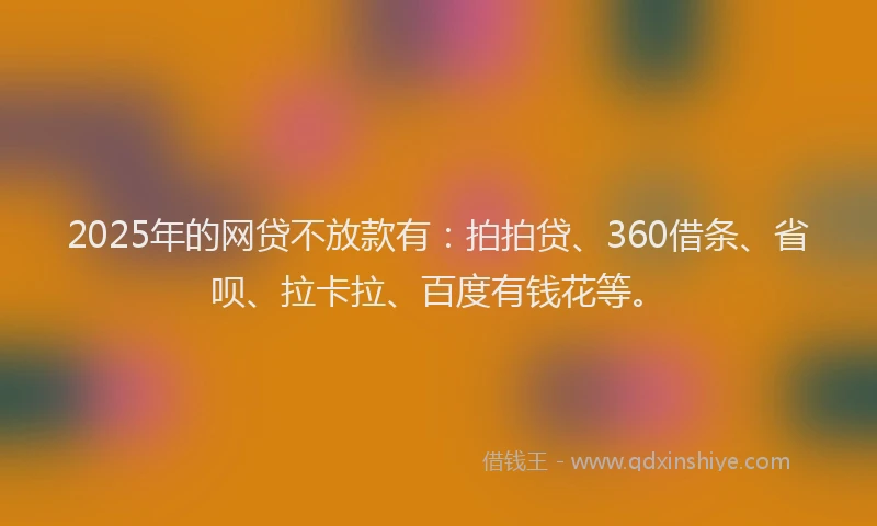 2025年的网贷不放款有：拍拍贷、360借条、省呗、拉卡拉、百度有钱花等。