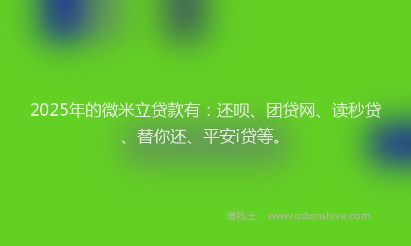 2025年的微米立贷款有：还呗、团贷网、读秒贷、替你还、平安i贷等。