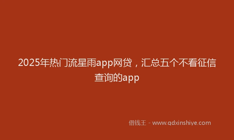 2025年热门流星雨app网贷，汇总五个不看征信查询的app