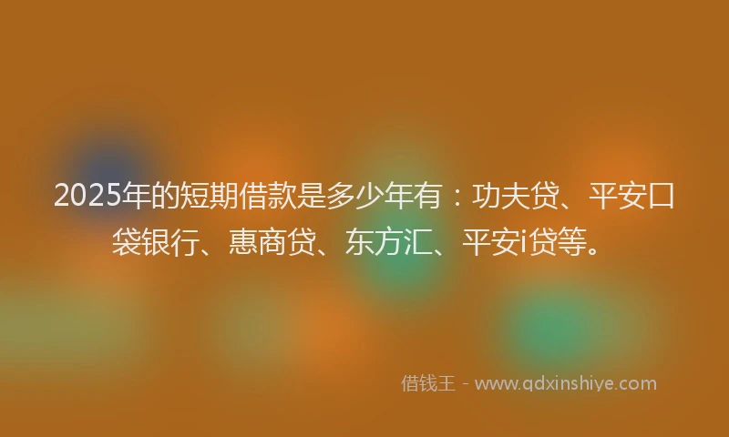 2025年的短期借款是多少年有：功夫贷、平安口袋银行、惠商贷、东方汇、平安i贷等。
