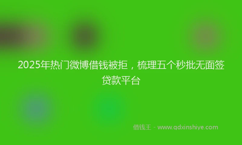 2025年热门微博借钱被拒，梳理五个秒批无面签贷款平台