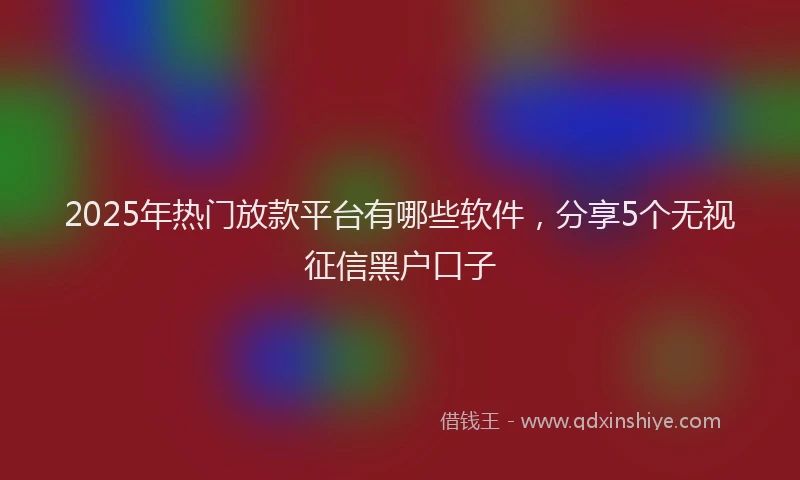2025年热门放款平台有哪些软件，分享5个无视征信黑户口子