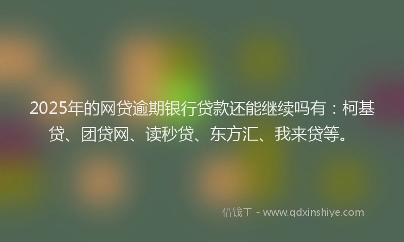 2025年的网贷逾期银行贷款还能继续吗有：柯基贷、团贷网、读秒贷、东方汇、我来贷等。