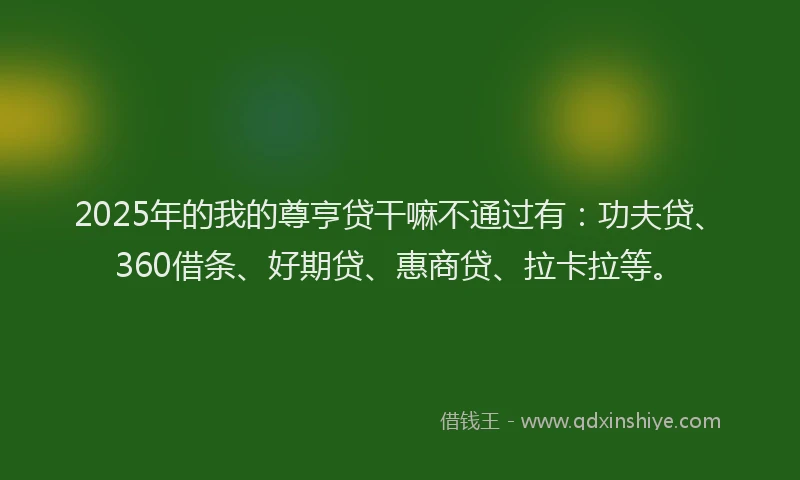2025年的我的尊亨贷干嘛不通过有：功夫贷、360借条、好期贷、惠商贷、拉卡拉等。
