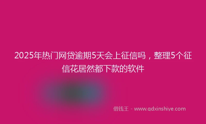 2025年热门网贷逾期5天会上征信吗，整理5个征信花居然都下款的软件