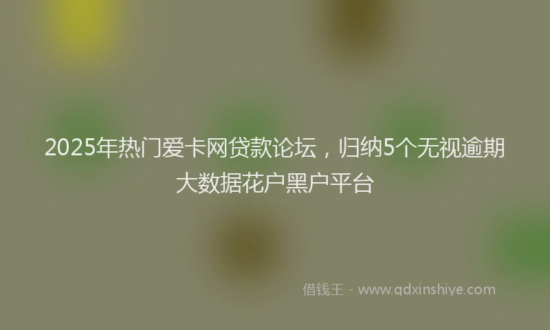 2025年热门爱卡网贷款论坛，归纳5个无视逾期大数据花户黑户平台