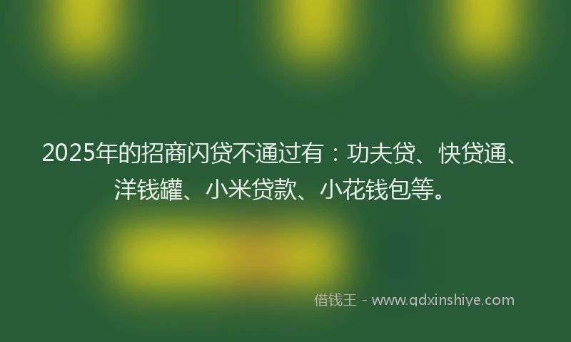 2025年的招商闪贷不通过有：功夫贷、快贷通、洋钱罐、小米贷款、小花钱包等。