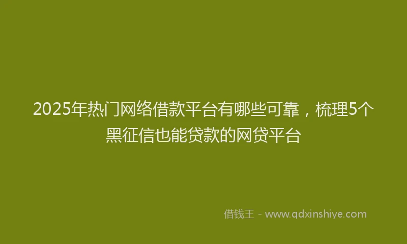 2025年热门网络借款平台有哪些可靠，梳理5个黑征信也能贷款的网贷平台