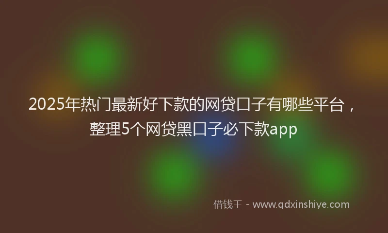 2025年热门最新好下款的网贷口子有哪些平台，整理5个网贷黑口子必下款app