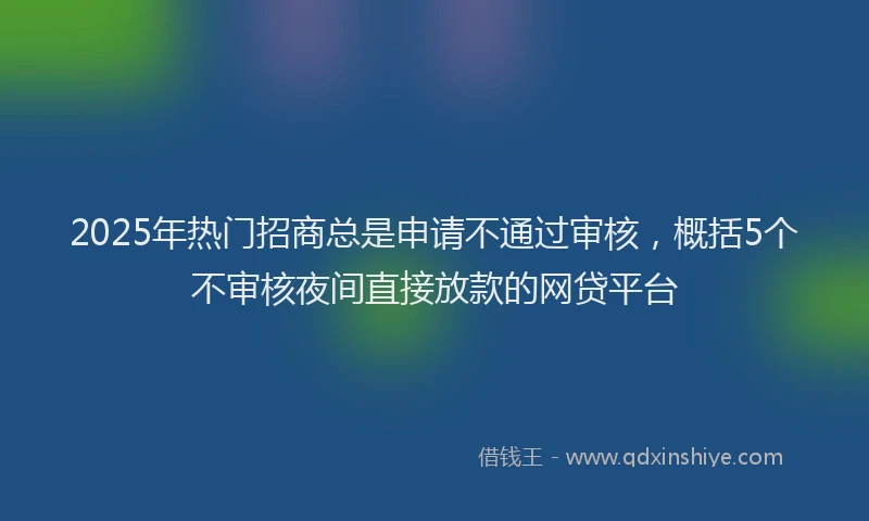 2025年热门招商总是申请不通过审核，概括5个不审核夜间直接放款的网贷平台