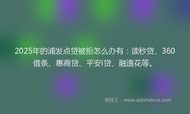 2025年的浦发点贷被拒怎么办有：读秒贷、360借条、惠商贷、平安i贷、融逸花等。