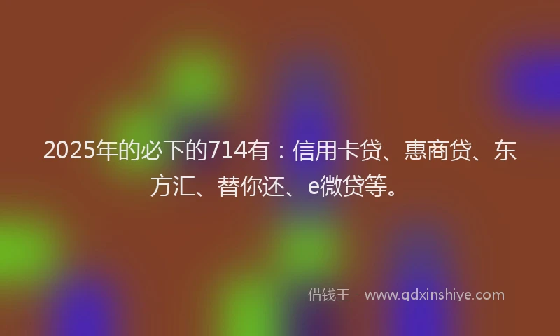 2025年的必下的714有：信用卡贷、惠商贷、东方汇、替你还、e微贷等。