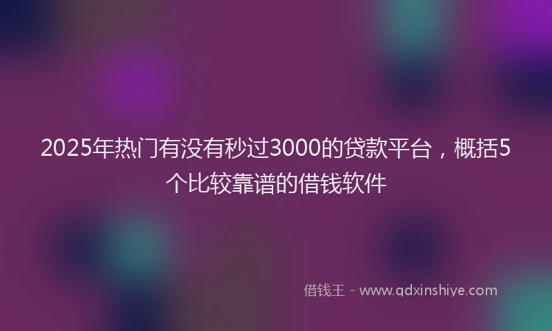 2025年热门有没有秒过3000的贷款平台，概括5个比较靠谱的借钱软件