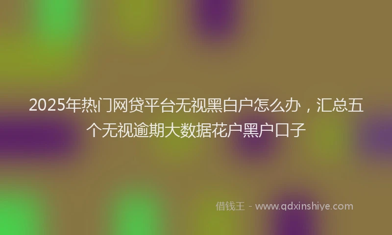2025年热门网贷平台无视黑白户怎么办，汇总五个无视逾期大数据花户黑户口子