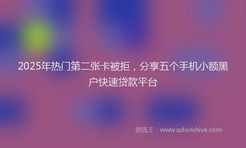 2025年热门第二张卡被拒，分享五个手机小额黑户快速贷款平台