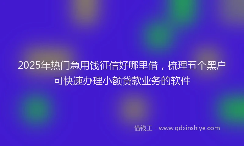 2025年热门急用钱征信好哪里借，梳理五个黑户可快速办理小额贷款业务的软件
