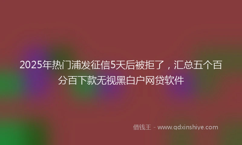 2025年热门浦发征信5天后被拒了，汇总五个百分百下款无视黑白户网贷软件