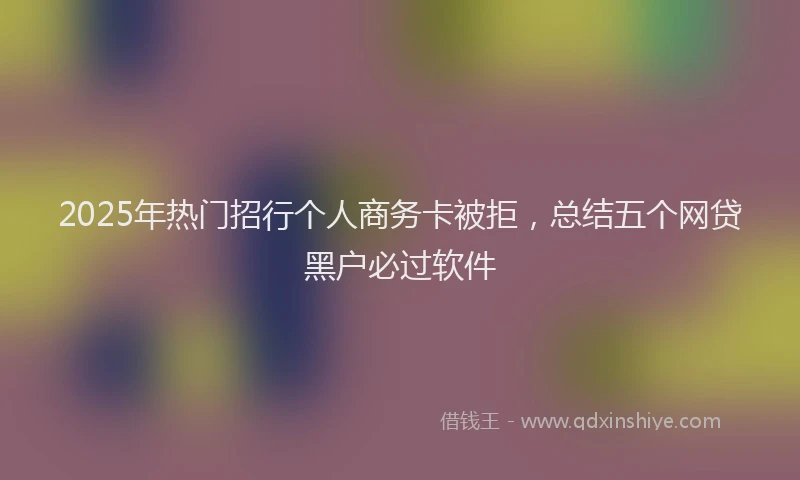 2025年热门招行个人商务卡被拒，总结五个网贷黑户必过软件