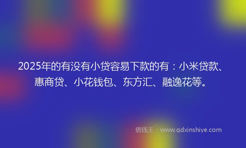 2025年的有没有小贷容易下款的有：小米贷款、惠商贷、小花钱包、东方汇、融逸花等。
