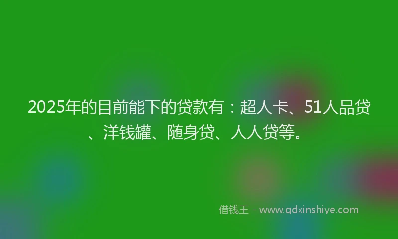2025年的目前能下的贷款有：超人卡、51人品贷、洋钱罐、随身贷、人人贷等。