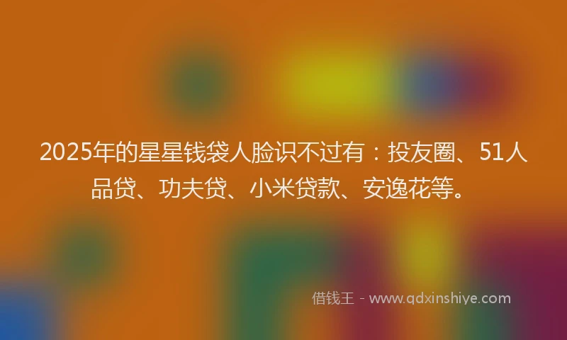 2025年的星星钱袋人脸识不过有：投友圈、51人品贷、功夫贷、小米贷款、安逸花等。