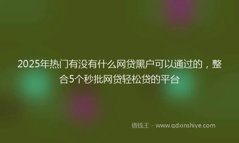 2025年热门有没有什么网贷黑户可以通过的，整合5个秒批网贷轻松贷的平台