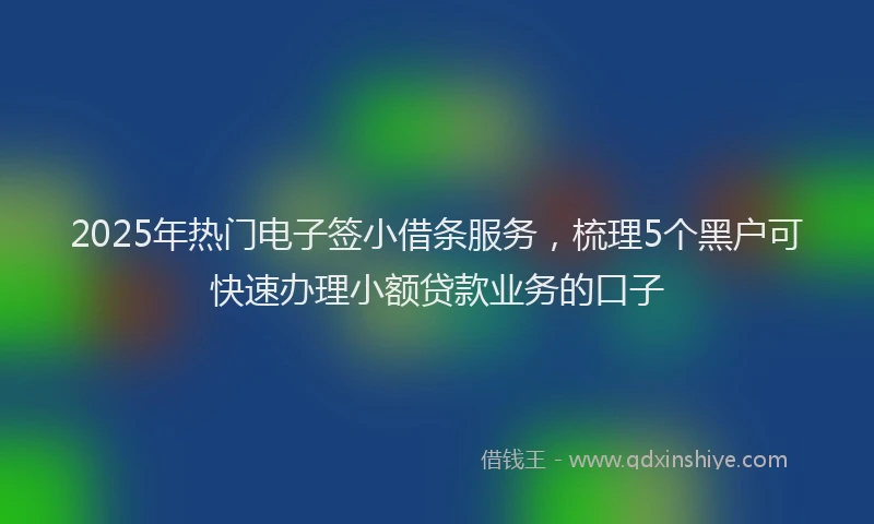 2025年热门电子签小借条服务，梳理5个黑户可快速办理小额贷款业务的口子