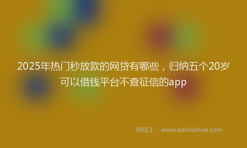 2025年热门秒放款的网贷有哪些，归纳五个20岁可以借钱平台不查征信的app