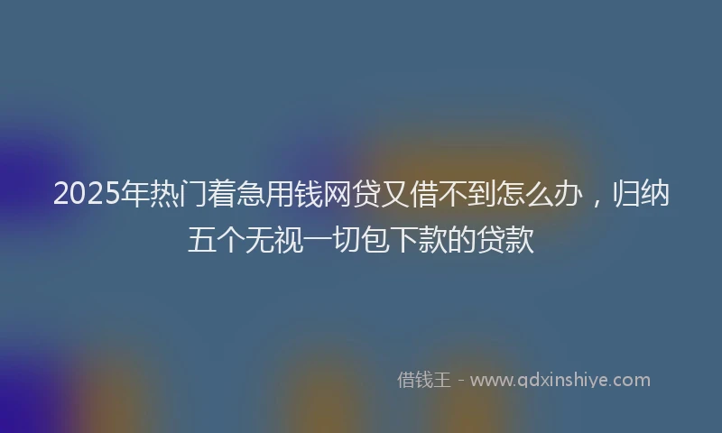 2025年热门着急用钱网贷又借不到怎么办，归纳五个无视一切包下款的贷款