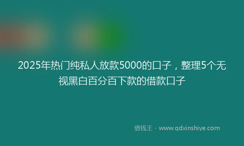 2025年热门纯私人放款5000的口子，整理5个无视黑白百分百下款的借款口子