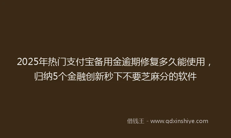 2025年热门支付宝备用金逾期修复多久能使用，归纳5个金融创新秒下不要芝麻分的软件