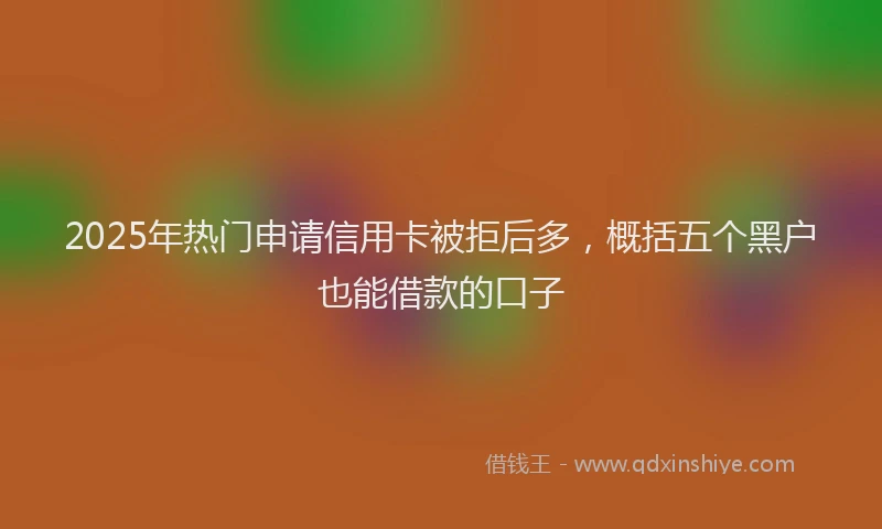 2025年热门申请信用卡被拒后多，概括五个黑户也能借款的口子