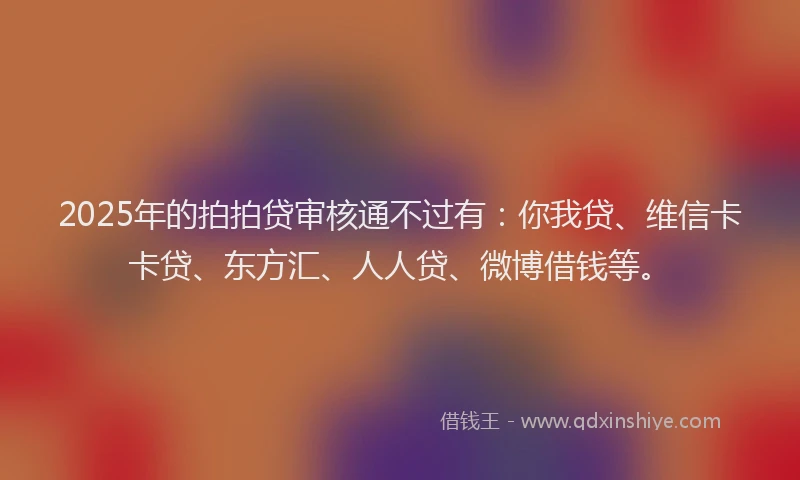2025年的拍拍贷审核通不过有：你我贷、维信卡卡贷、东方汇、人人贷、微博借钱等。