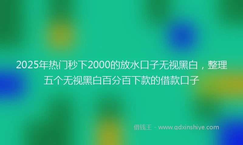 2025年热门秒下2000的放水口子无视黑白，整理五个无视黑白百分百下款的借款口子
