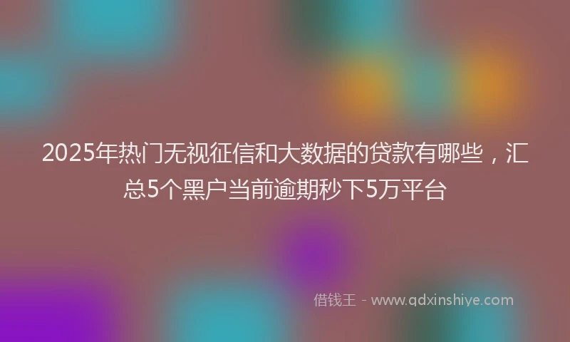 2025年热门无视征信和大数据的贷款有哪些，汇总5个黑户当前逾期秒下5万平台