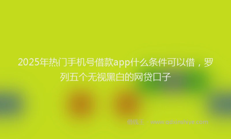 2025年热门手机号借款app什么条件可以借，罗列五个无视黑白的网贷口子