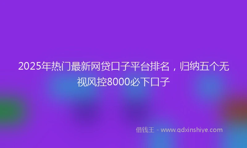 2025年热门最新网贷口子平台排名，归纳五个无视风控8000必下口子