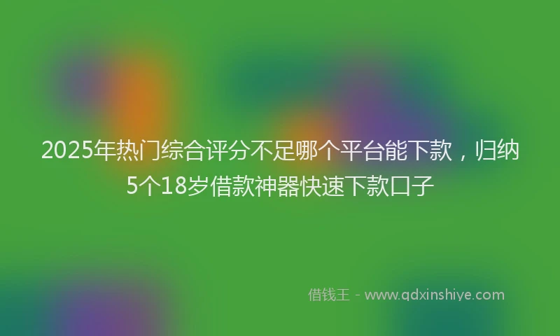 2025年热门综合评分不足哪个平台能下款，归纳5个18岁借款神器快速下款口子